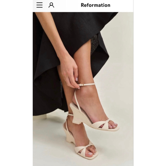 Reformation Shoes - New! Reformation Beige Leather Wedge Sandals 7